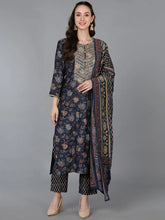 Women Silk Blend Embroidered Floral Printed-VKSKD1685